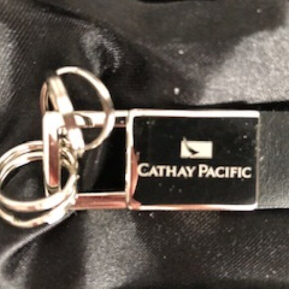 Cathay Pacific Key Ring Synthetic Strap w Silver Metal Hardware Black Sz OS - Picture 3 of 4